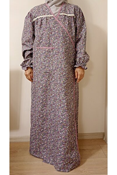 Terzim Ayşenur Pink and Grey Floral Prayer Dress