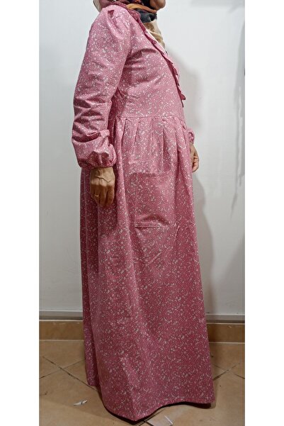 Terzim Ayşenur Pink and Grey Floral Prayer Dress