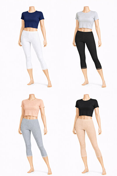 belpa Below Knee Lace Cotton Leggings,Combed Cotton Leggings, Capri Leggings ...