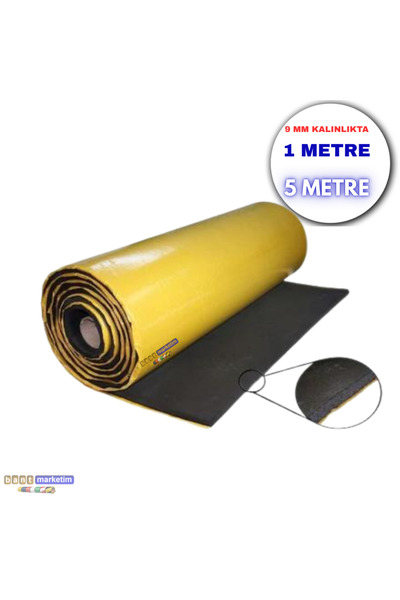 SLCMARKETİM Araç Oto Ses Yalıtımı Kauçuk Köpüğü Bantlı 9mm 100x500 1 Top 5m²