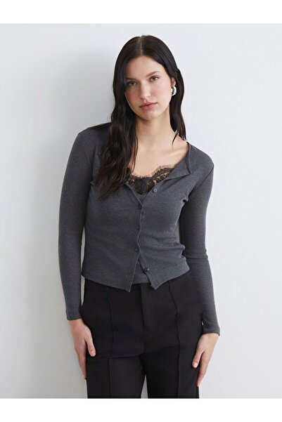 LC Waikiki LCWAIKIKI Classic Bisiklet Yaka Dantel Detaylı Kadın Body\t