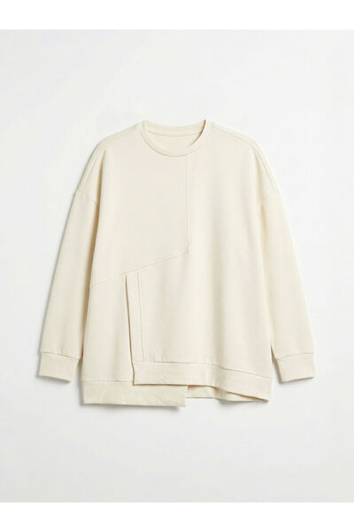 LC Waikiki RMZ GİYİM FARKİLYA Hanorac Ecru Soft Touch Ov supradimensionat pen...