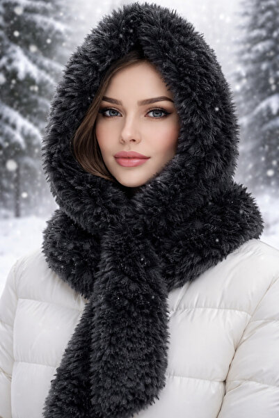 TULEK Black Balaklava Scarf Beanie – Soft Rabbit Yarn – Unisex Winter Neck Wa...