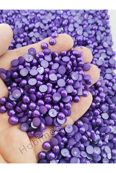 Hobimos 100 Adet 6 mm Mor Renkli Plastik Yarım İnci Boncuk - Deliksiz Süs ve ...