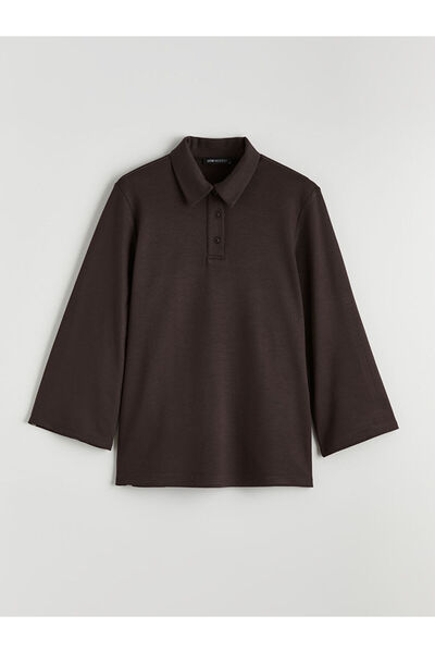 LC Waikiki Brown soft touch Oversized women's sweatshirt tunic from gülis store