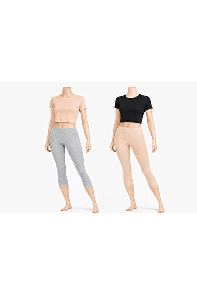 belpa Below Knee Lace Cotton Leggings,Combed Cotton Leggings, Capri Leggings ...