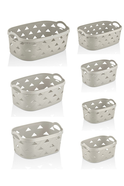Sungroup Leather Design 7 Different Sizes Basket Set - Bathroom and Kitchen O...