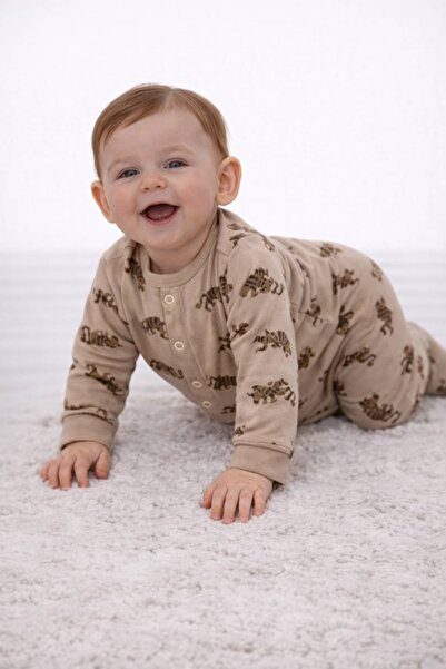 KapsülBebek Baby Boy Jumpsuit with Booties and Snap Fasteners – 100% Cotton