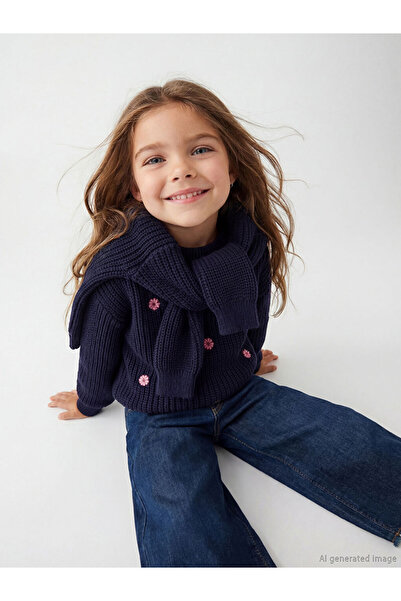 LC Waikiki RMZ GİYİM FARKIŞİLLERİNE ZERO Pulover tricotat pentru fete cu brod...