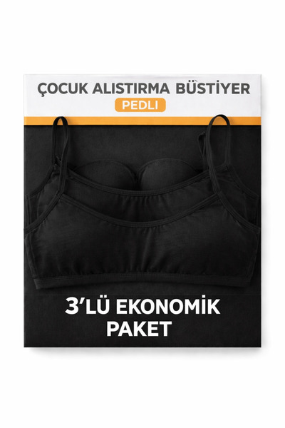 QULAT Girl's Padded Training Bustier Cotton Colorful 3-Piece Economical Pack