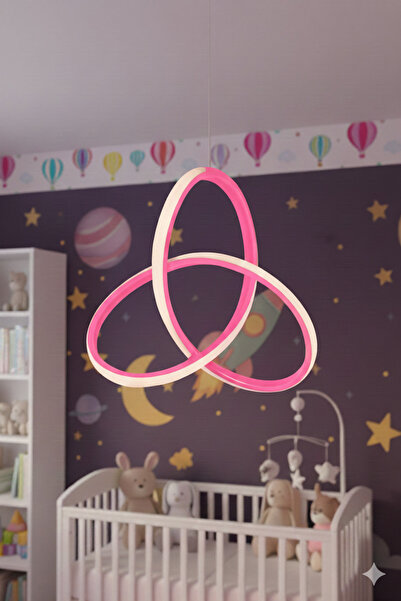 Ece Aydınlatma Kleos Pembe Kasa,beyaz Led Işıklı Çocuk Odası İçin Modern Led ...