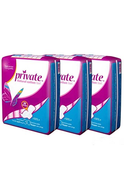 PRİVATE Pack of Sanitary Pads with Natural Cotton Feel - 30 Pieces