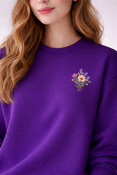 ArtYus Cicek Printed Unisex 3 Thread Sardonized Circular Neck Oversized Sweat...