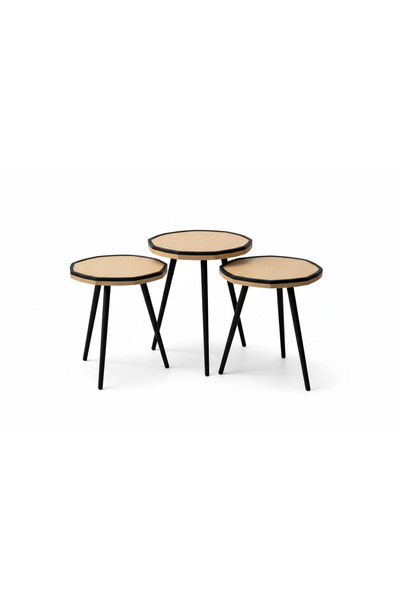 Generic Hexagon Wooden Sofa Table Set – 3 Pieces