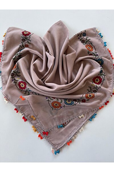 REYYAN Eșarfă cu broderie manuală și cusături fine/lucru manual/acoperământ p...