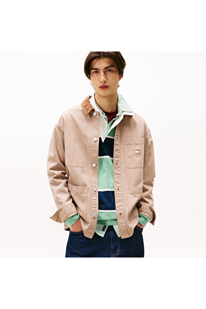 Tommy Hilfiger Oversized Fit Corduroy Collar Erkek Krem Ceket