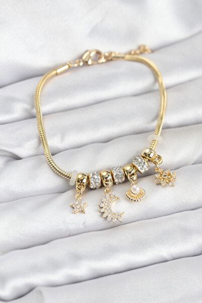 Epilons سوار نسائي من النحاس الذهبي اللون طراز آي تشام موديل تشارملي