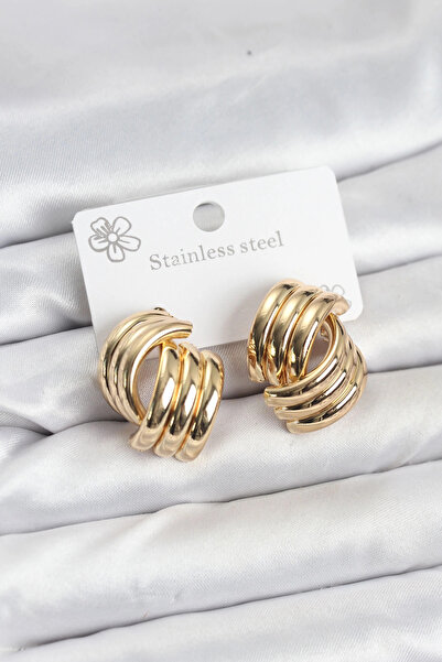 Epilons أقراط نسائية من الفولاذ باللون الذهبي من Bfs 316L