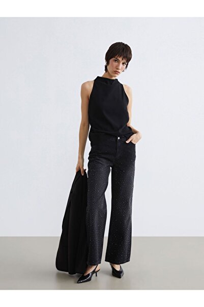 LC Waikiki LCW Jeans Taşlı Wideleg Kadın Jean Pantolon\t