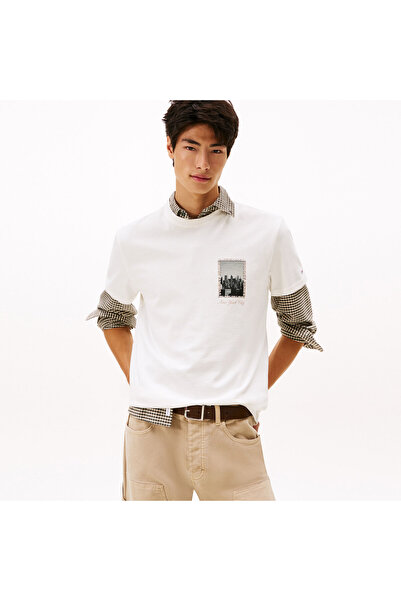 Tommy Hilfiger Regular Photo pentru bărbați, alb tricou