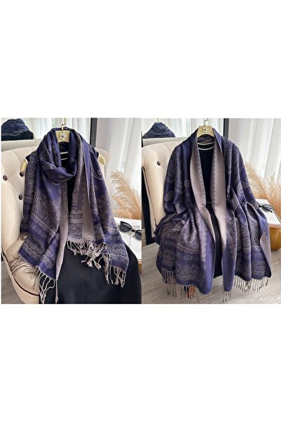 PA Women's soft cashmere pashmina shawl, double-sided - paisley jacquard scar...