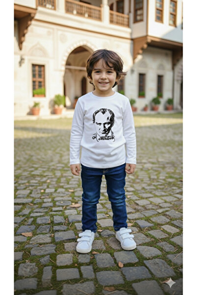 Parti Kırtasiye Erkek Çocuk Unisex Tişört Atatürk Baskılı Uzun Kollu Rahat Gü...