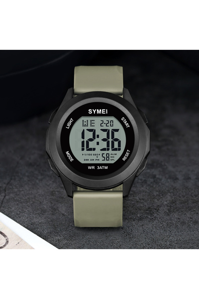 SHIYUNME Men's 3ATM Waterproof Digital Watch, Green Silicone Strap, Multi-Fun...