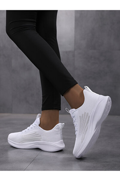 SOSENFER 女士跑步鞋，舒适百搭透气软底女鞋，户外系带休闲运动女鞋