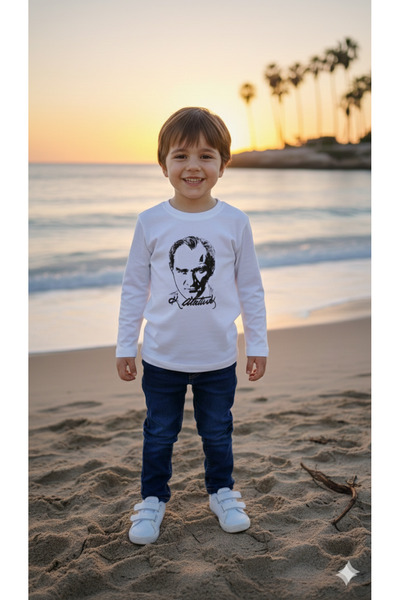 Parti Kırtasiye Dečiji unisex crni Ataturk Štampano dugi rukav udobna svakodn...