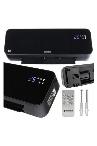 Powermat Perdea de aer electrică cu rezistență ceramică, 2000W, termostat, te...