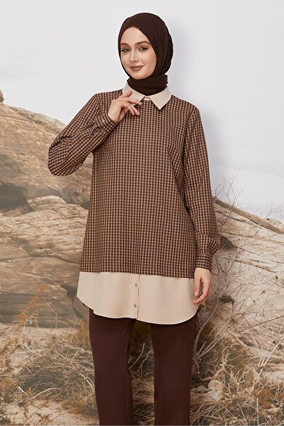 Alvina Checked Shirt Collar Tunic 46250