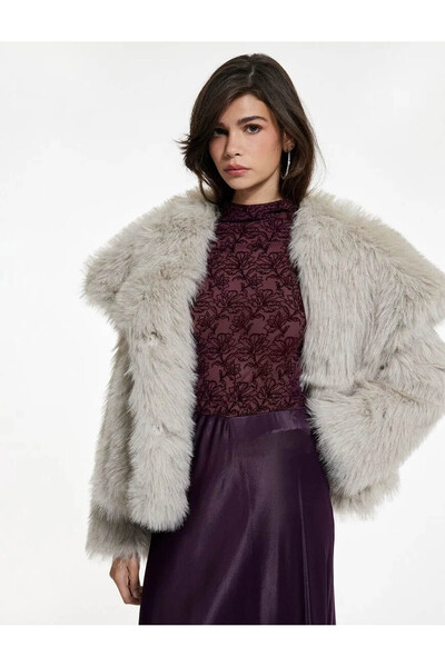 Koton Transparent Lace Burgundy Women's Long Sleeve T-Shirt 6Wak50411Ek