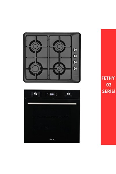 Eminçelik ve AFM Tech MARKALI /Fethy-02 Turbolu Emaye Ocak 2'li Siyah Ankastr...