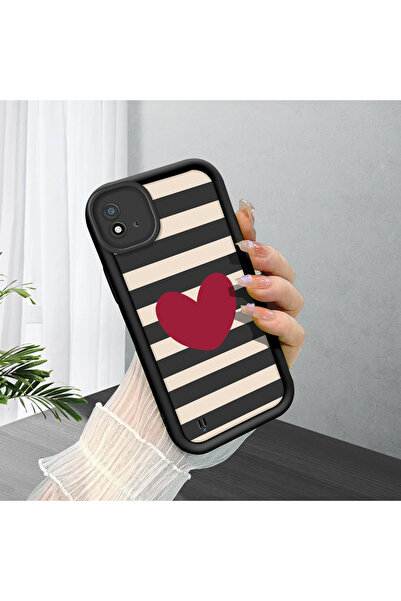 ucuc جراب مرن ممتص للصدمات وواقي للعدسة بنمط قلب من السيليكون الأسود متوافق م...