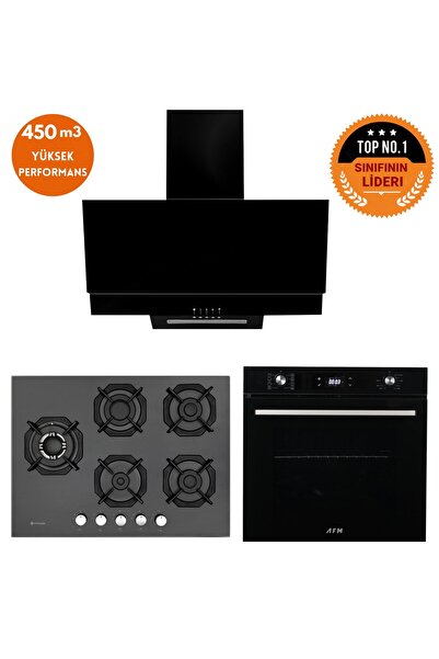 Eminçelik ve AFM TECH Markalı / LUXO 5 Gözlü 1'WOK Siyah Ankastre Set ( 22 38...