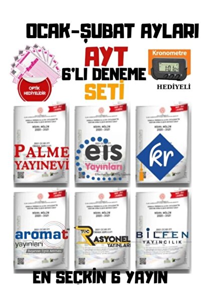 Fenomen Yayıncılık Ocak-Şubat Ayları En Seçkin 6 Yayın 6 AYT Deneme Seti KR-R...