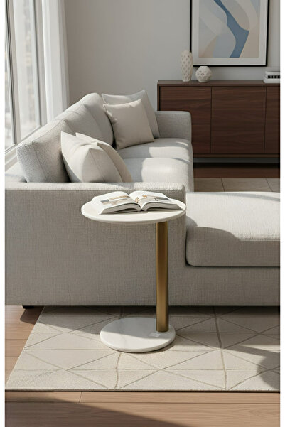 Areka White marble serving table