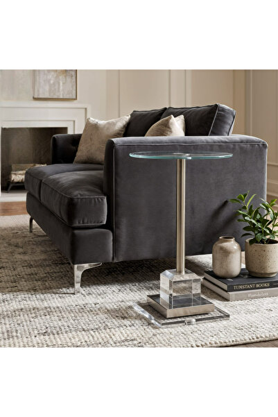 Areka طاولة خدمة زجاج فضي