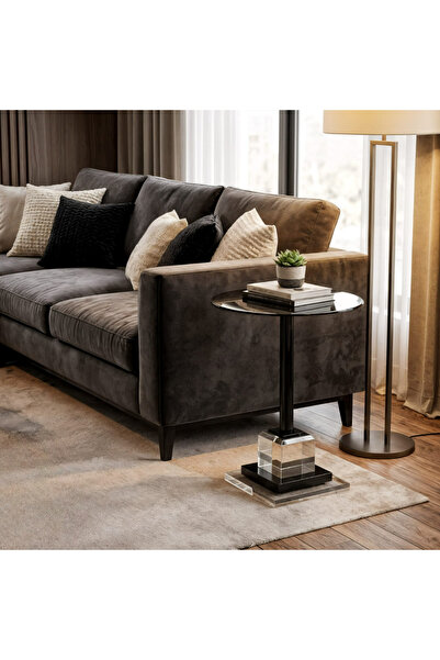 Areka Black glass serving table