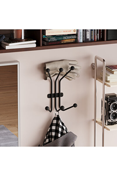 MOİRA Mat Siyah,Dekoratif Metal Duvar Askısı Modern Tasarım Antre Banyo Hol P...