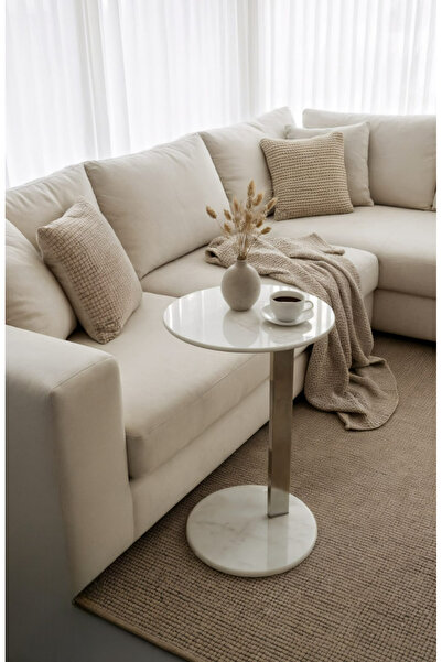 Areka White marble serving table