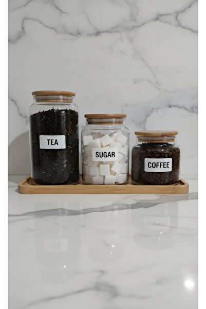 ÖZ HOME 3 Sizes Vacuum Glass Storage Jar with Bamboo Lid and Stand 1130 Ml/90...