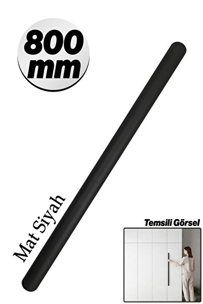 Badem10 VENTO Düz Mat Siyah Çekmece Dolap Gardırop Kulp 800 mm Uzun Metal Mod...
