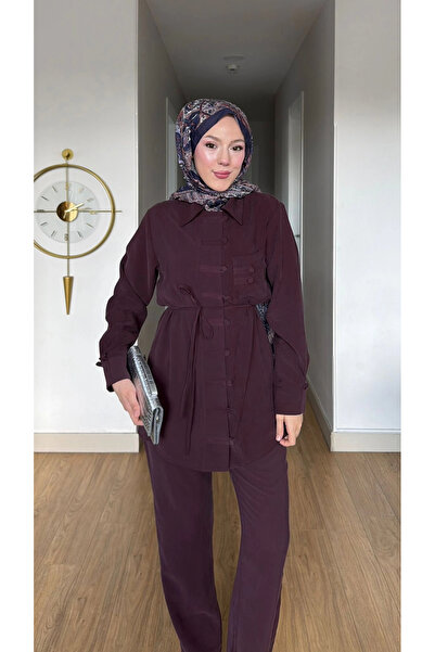 Butik Mürdüm Pantolonlu Takım Modelimiz