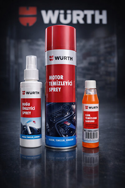 Würth Motor Temizleme Spreyi 500 ML Buğu Önleyici 150 ML Cam Temizleme Sabunu
