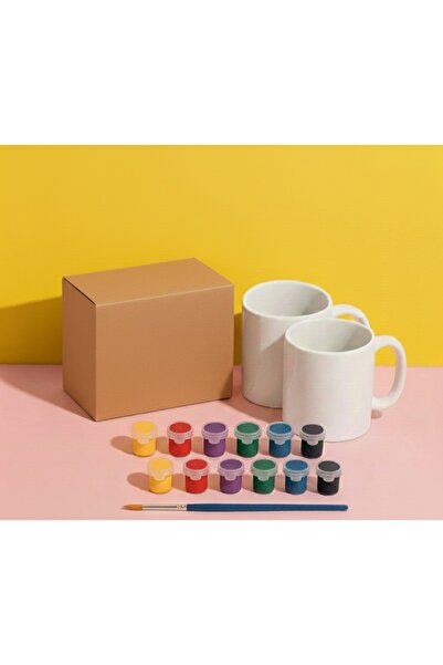 Öğretmenden 2 adet kupa bardak boyama seti