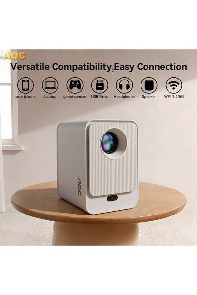 Aoc 1080P Sealed Projector | 12000LM 300ANSI | WiFi6 BT5.0 | Android12 | Auto Focus | 250" Screen