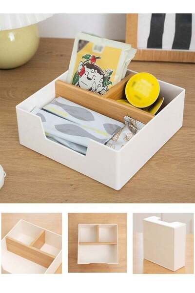 DOMEET Tea Box Tea Bag Organizer, 3 compartment snack partition box