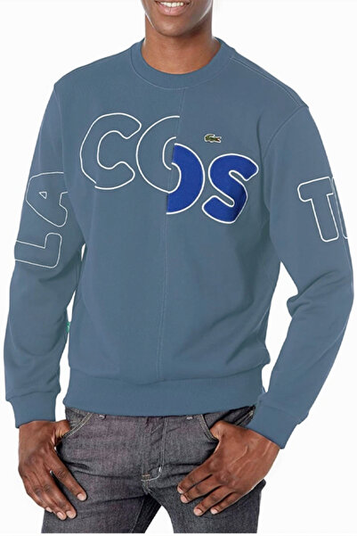 Lacoste Mens Blue embroidered logo Cotton Fleece sweatshirt