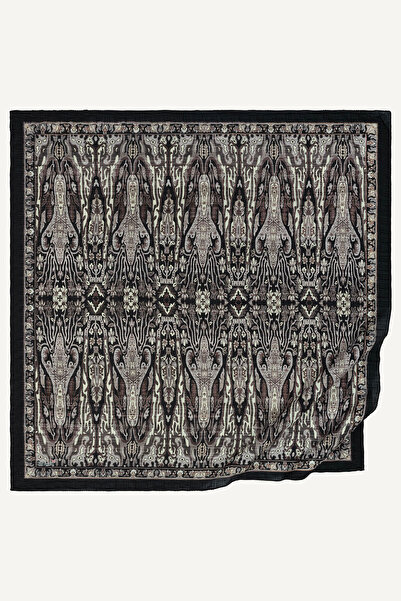 SilkTouch Black Heritage Patterned Muslin Scarf